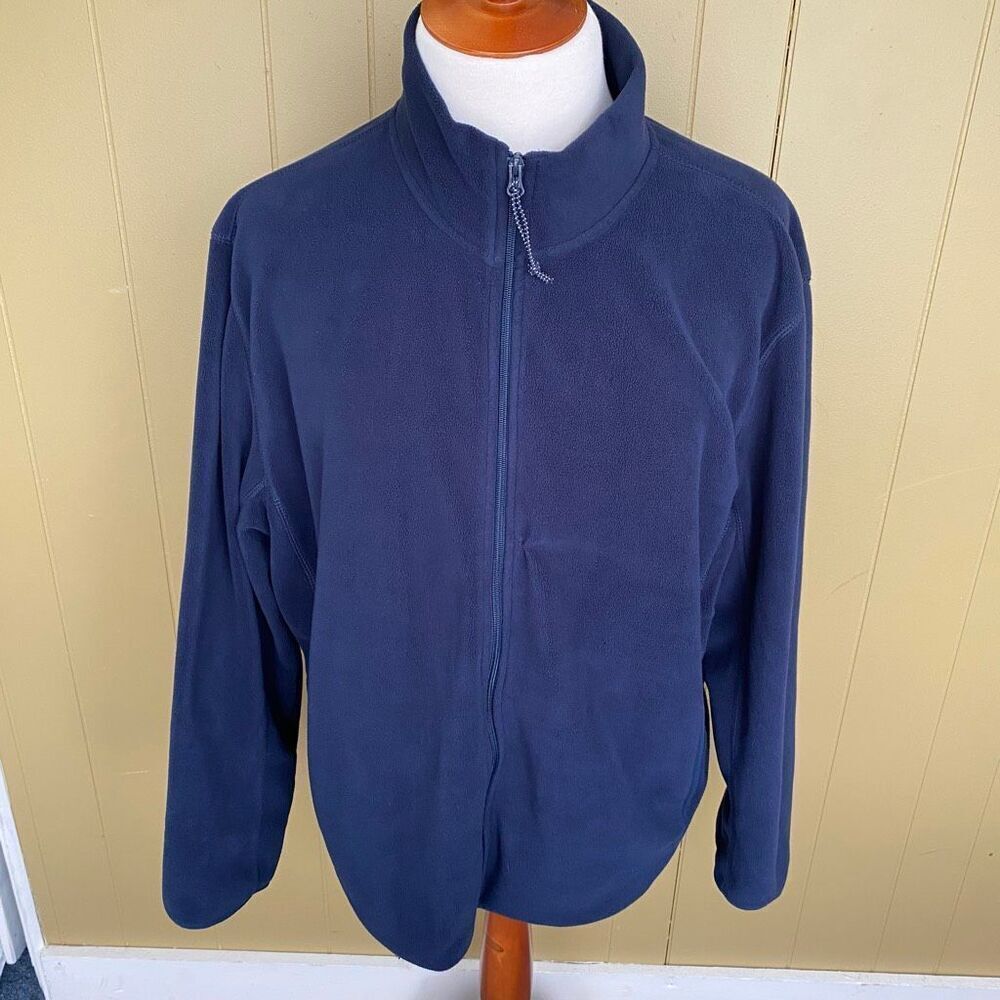 St John’s Bay men XXL full zip mock collar lightweight jacket navy blue